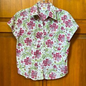 Talbots Floral Print Short Sleeve Shirt